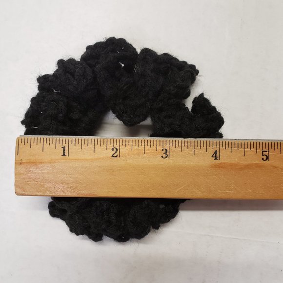 Woman's Handmade Crochet 2 Scrunchies and Flower Headband Black | New - Picture 10 of 11